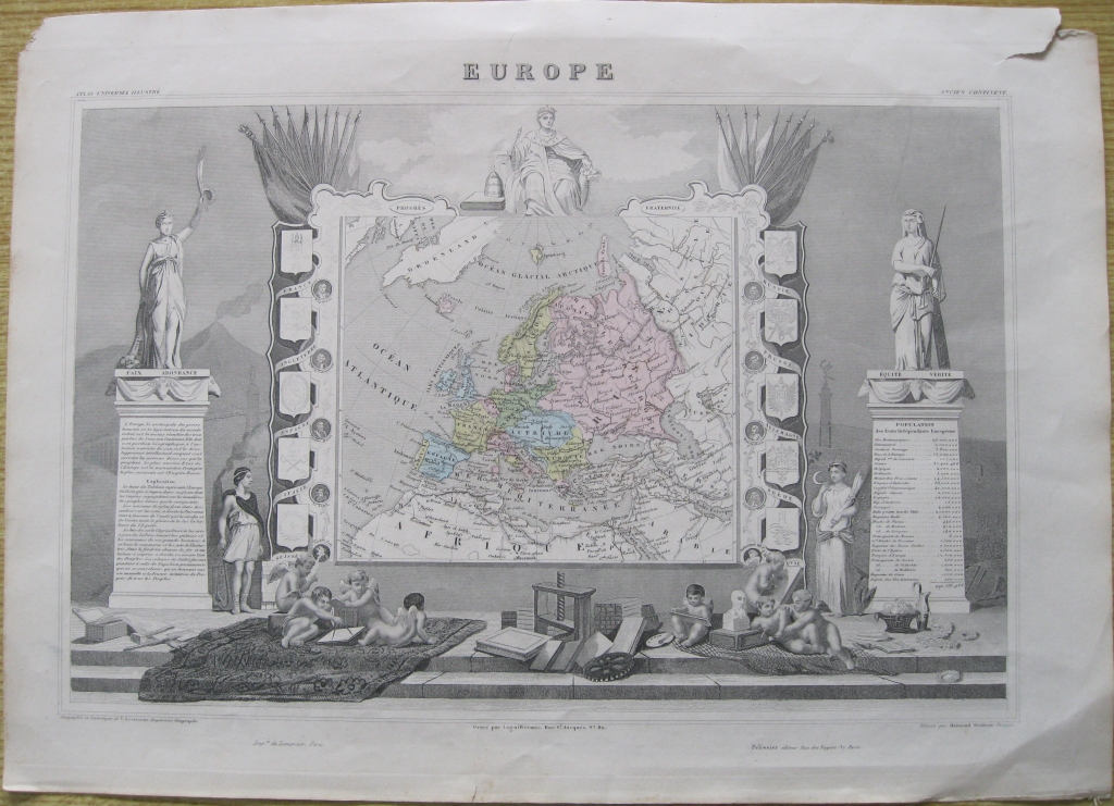 Mapa de Europa, 1850. Levasseur
